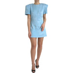 Dolce & Gabbana Light Blue Floral Jacquard Puff Sleeve Mini Dress DR281143-44
