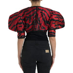 Dolce & Gabbana Black Red Patterned Cropped Coat Jacket JKT4058-46