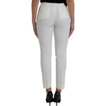 Dolce & Gabbana White Wool Mid Waist Tapered Pants PAN75093-38