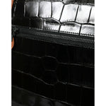 Balenciaga Black Brown Exotic Skin Leather Vertical Crossbody Purse Bag BAG1164