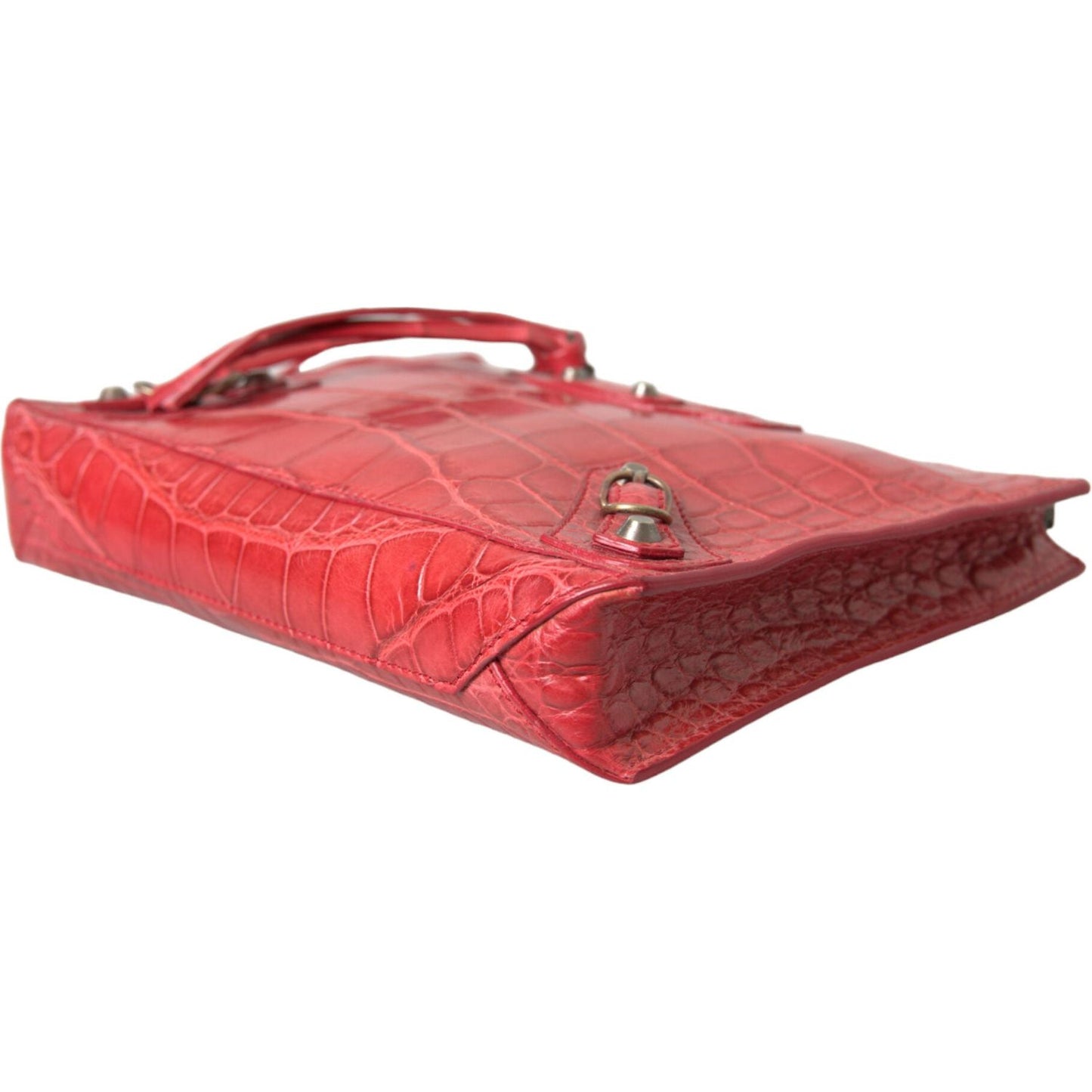 Balenciaga Red Exotic Skin Leather Classic Pouch Purse Wristlet Bag BAG1165