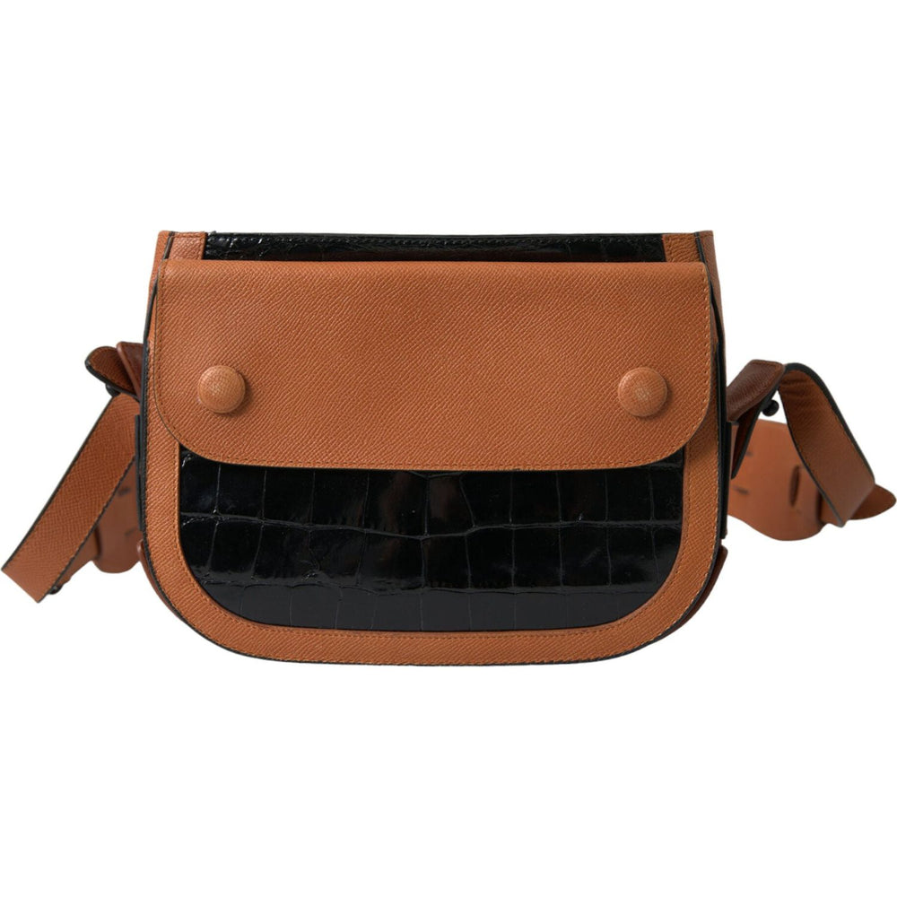 Balenciaga Black Brown Exotic Skin Leather Shoulder Camera Purse Bag BAG1167