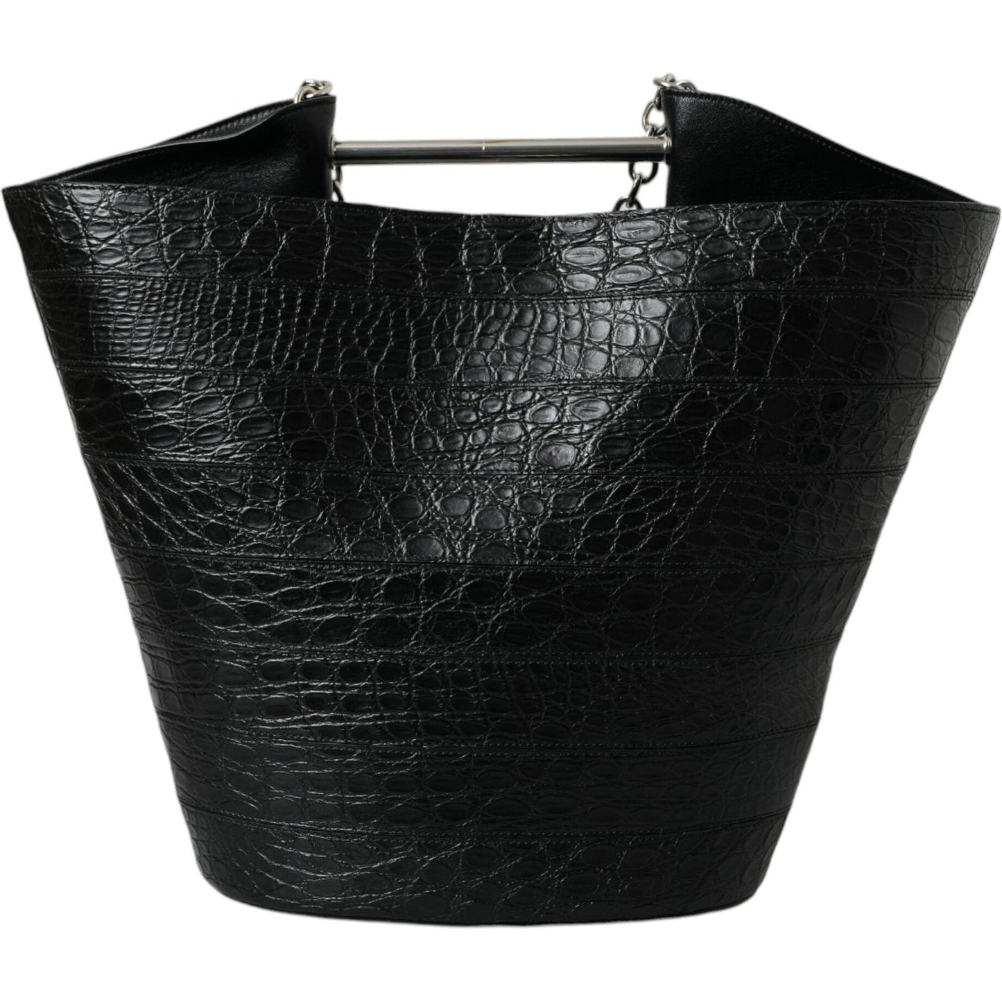 Balenciaga Black Exotic Skin Leather Maxi Bucket Tote Purse Bag BAG1177