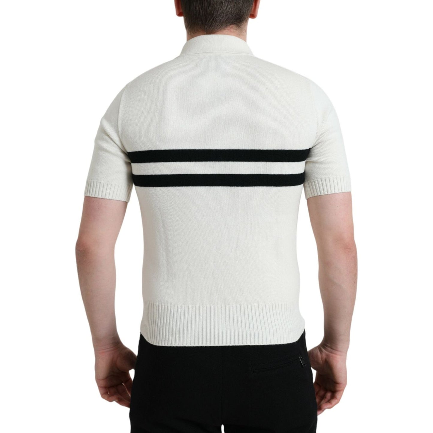 Dolce & Gabbana White DG Logo Collared Henley Shirt T-shirt TSH84663-42