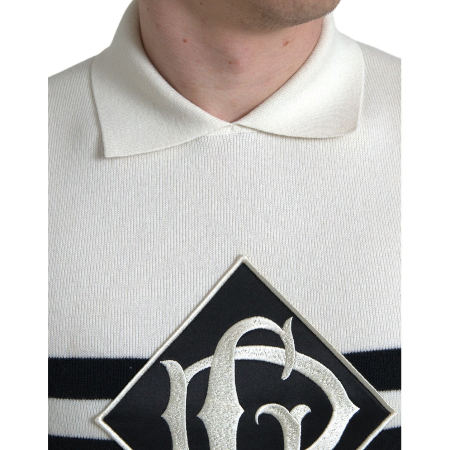 Dolce & Gabbana White DG Logo Collared Henley Shirt T-shirt TSH84663-42