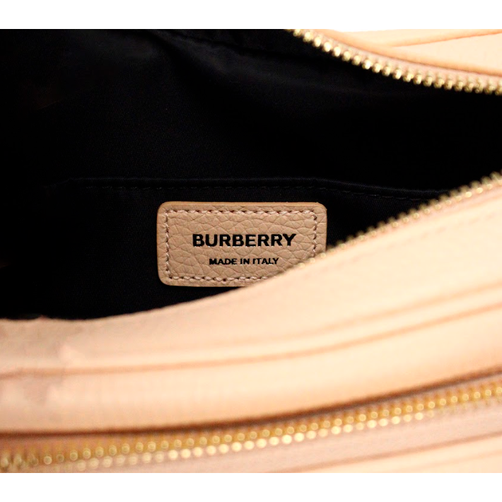 Burberry Small Branded Peach Pink Grainy Leather Camera Crossbody Bag 56033