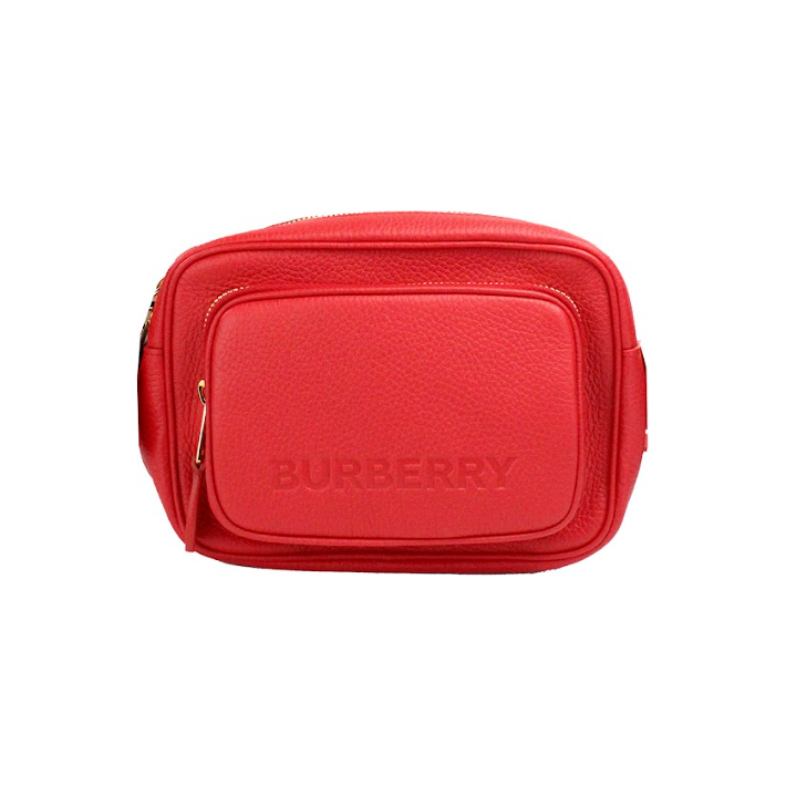 Burberry Small Branded Bright Red Grainy Leather Camera Crossbody Bag 35029