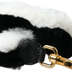 Dolce & Gabbana Black White Lapin Fur Accessory Shoulder Strap WMB348