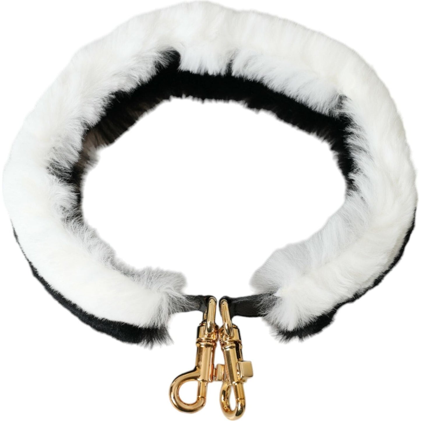 Dolce & Gabbana Black White Lapin Fur Accessory Shoulder Strap WMB348