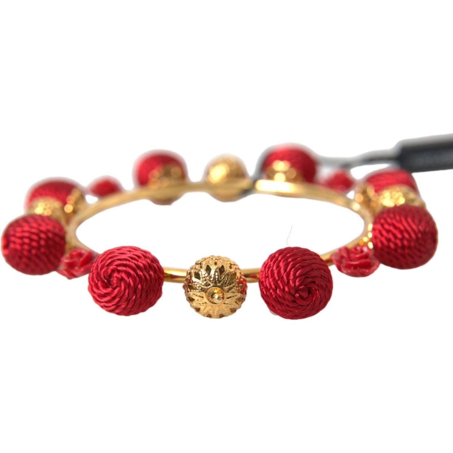 Dolce & Gabbana Gold Brass Red RUNWAY Sicilia Natale Roses Bracelet SMY101401