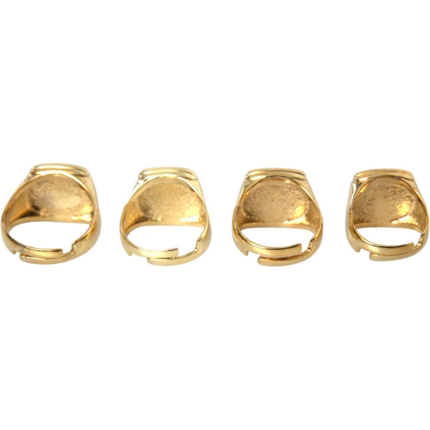 Dolce & Gabbana Gold Brass KING Enamel Set of 4 Ring SMY101389