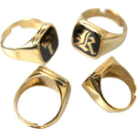 Dolce & Gabbana Gold Brass KING Enamel Set of 4 Ring SMY101389