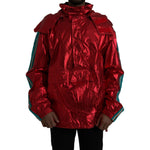 Dolce & Gabbana Red Nylon Hooded Pullover Sweatshirt Jacket JKT3844-54