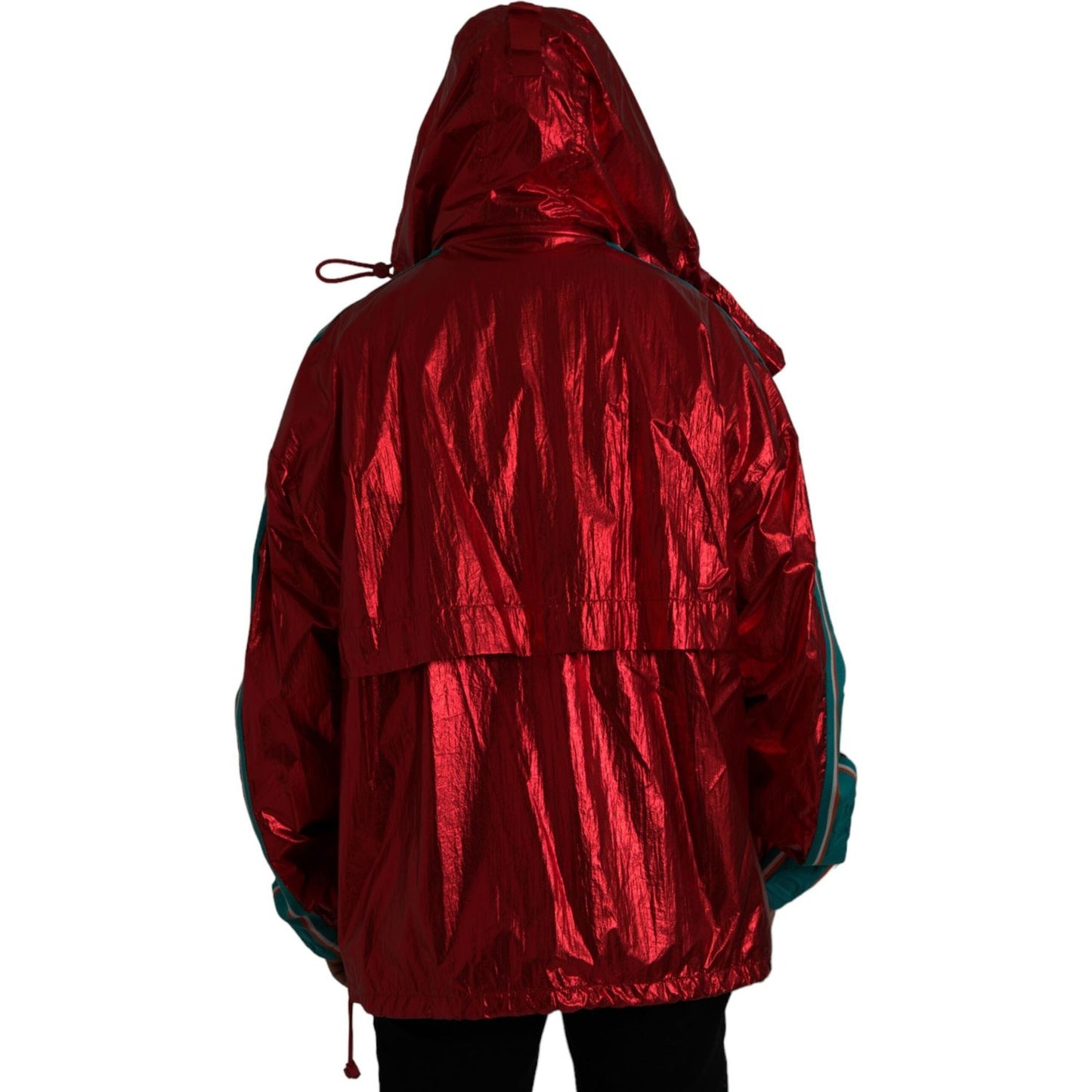 Dolce & Gabbana Red Nylon Hooded Pullover Sweatshirt Jacket JKT3844-54