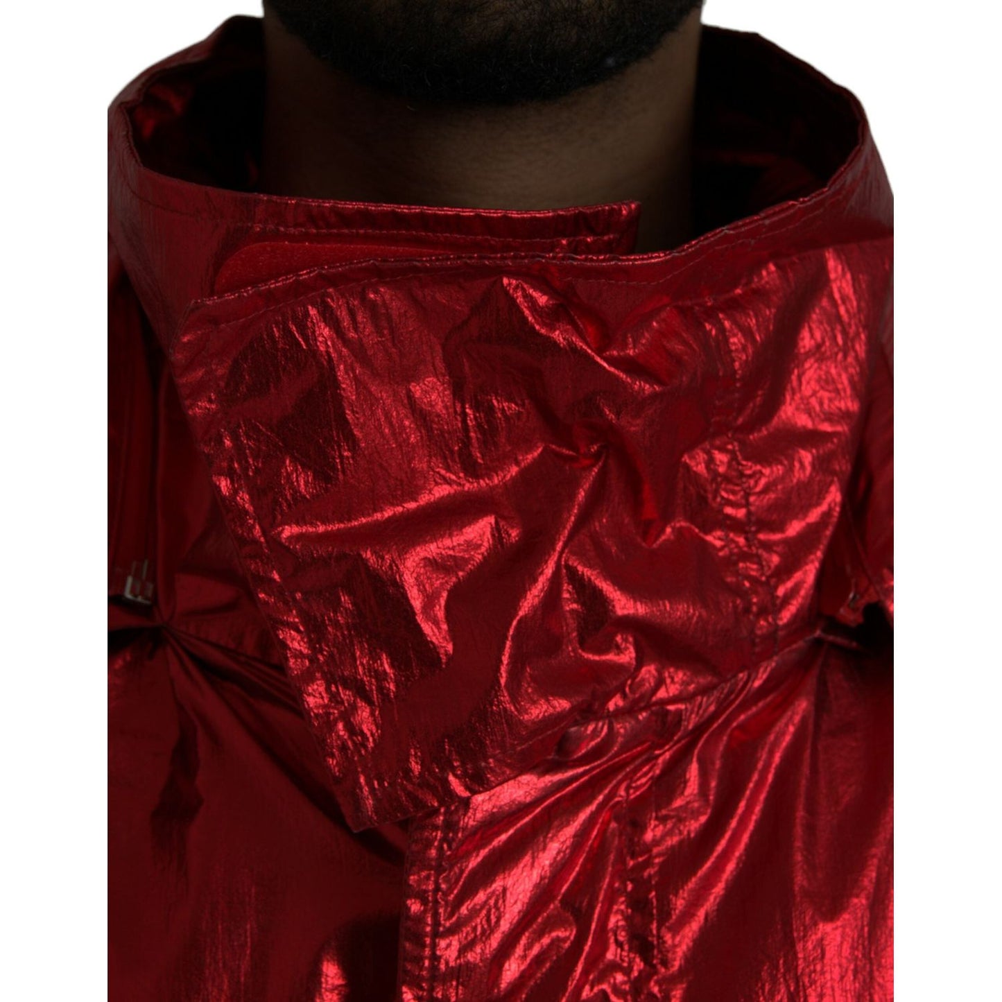 Dolce & Gabbana Red Nylon Hooded Pullover Sweatshirt Jacket JKT3844-54