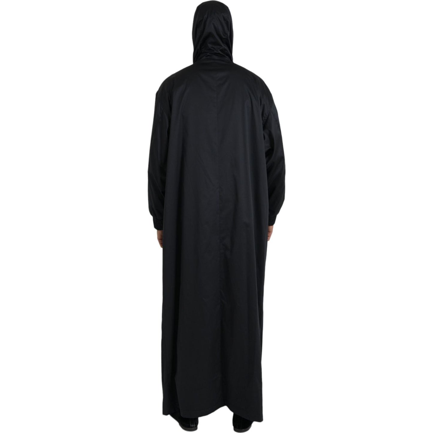 Dolce & Gabbana Black Polyester Hooded Long Windbreaker Jacket JKT4058-52