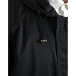 Dolce & Gabbana Black Polyester Hooded Long Windbreaker Jacket JKT4058-52