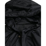 Dolce & Gabbana Black Polyester Hooded Long Windbreaker Jacket JKT4058-52