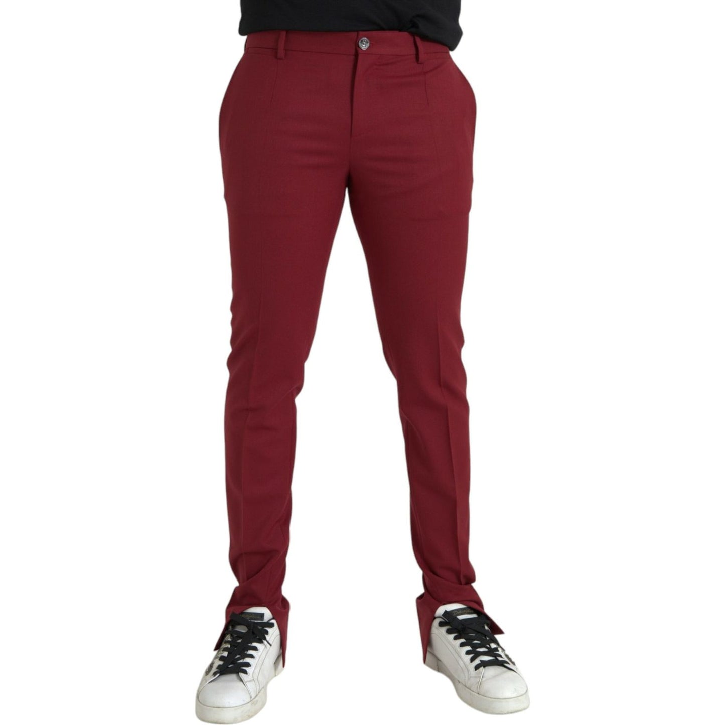 Dolce & Gabbana Red Wool Men Slim Fit Dress Pants PAN75296-48