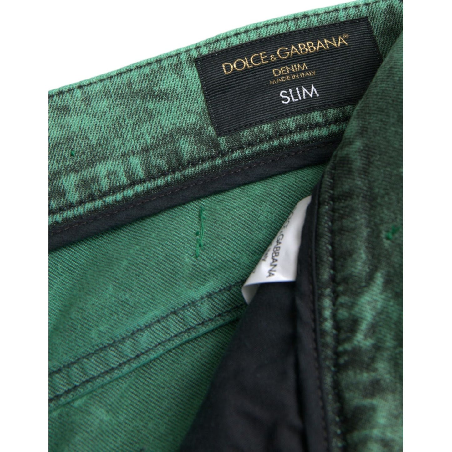 Dolce & Gabbana Green Crystals Cotton Stretch Slim Jeans PAN75301-50