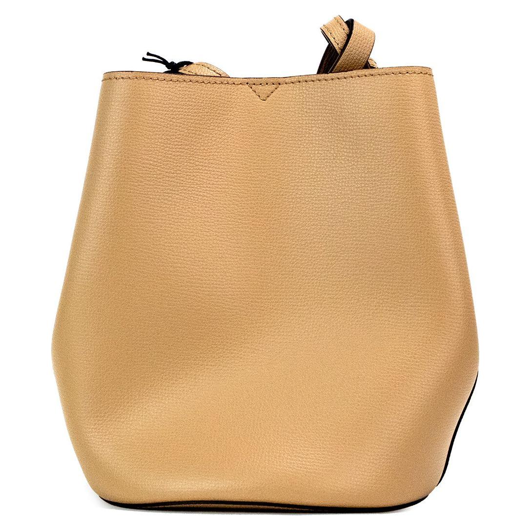 Burberry Lorne Small Camel Haymarket Check Pebble Leather Bucket Handbag Purse 45551