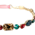 Dolce & Gabbana Pink Leather Crystal Chain Embellished Belt WMB314-85-M