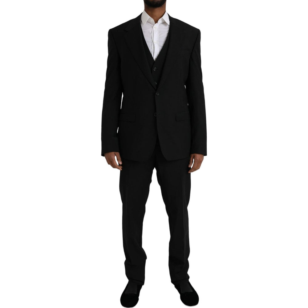 Dolce & Gabbana Black Polyester STAFF Formal 3 Piece Suit KOS2231-54
