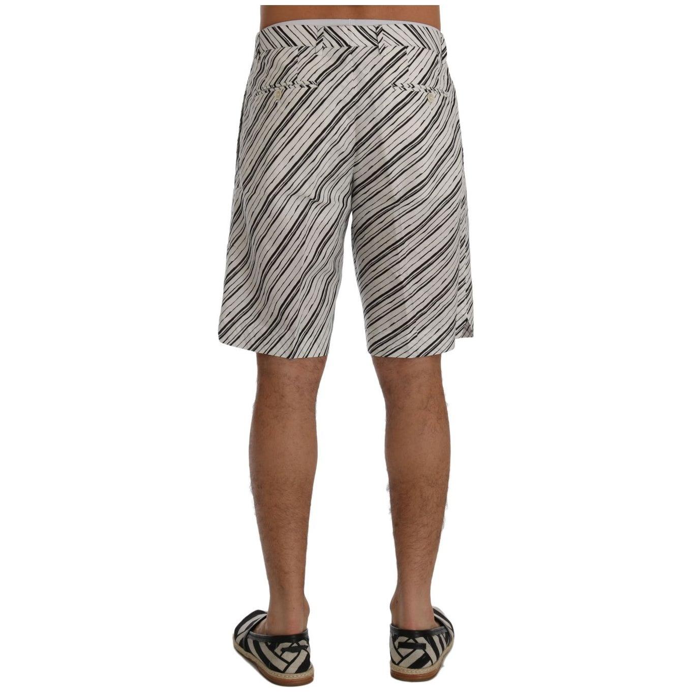 Dolce & Gabbana White Black Striped Casual Shorts SIG60404-6