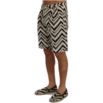 Dolce & Gabbana White Black Striped Cotton Linen Shorts SIG60408-8