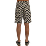 Dolce & Gabbana White Black Striped Cotton Linen Shorts SIG60408-8