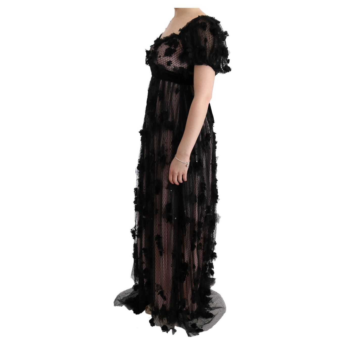 Dolce & Gabbana Black Pink Silk Applique Shift Dress SIG60592-1