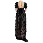 Dolce & Gabbana Black Pink Silk Applique Shift Dress SIG60592-1