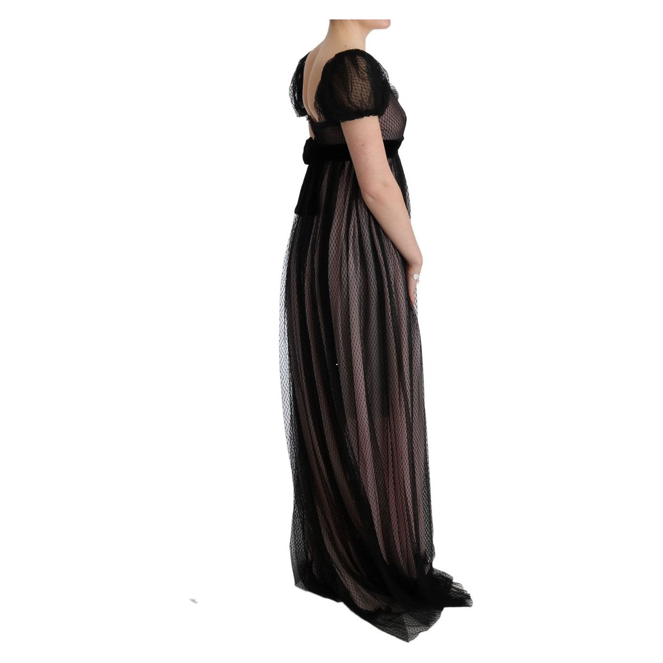 Dolce & Gabbana Black Pink Silk Long Shift Dress SIG60594-1