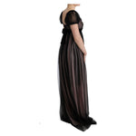 Dolce & Gabbana Black Pink Silk Long Shift Dress SIG60594-1