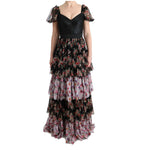 Dolce & Gabbana Multicolor Silk Stretch Floral Shift Long Dress SIG60609-1