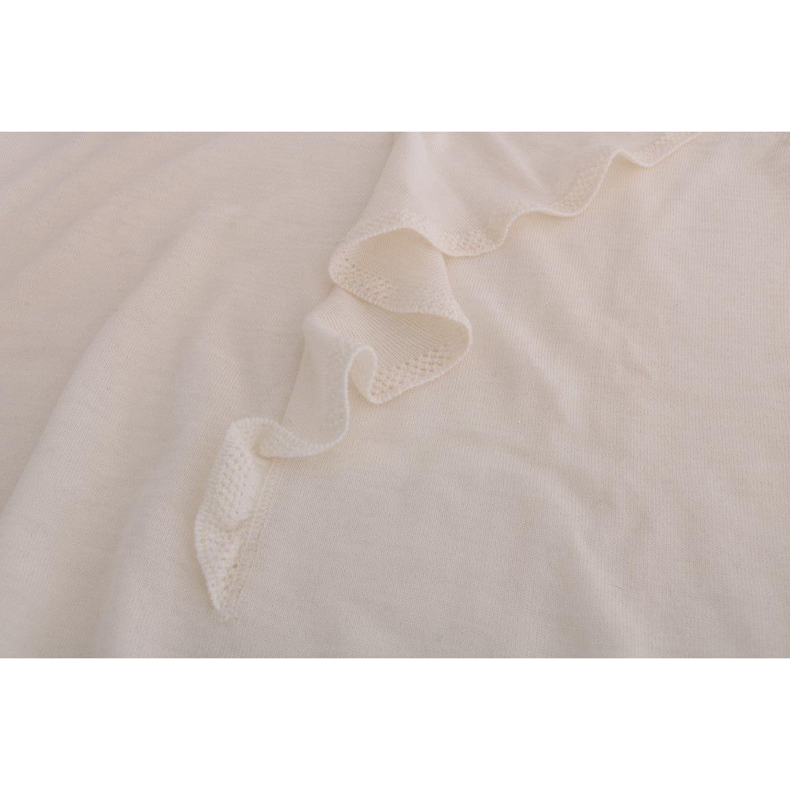 MARGHI LO' White 100% Lana Wool Top Blouse T-shirt SIG30146#2-1