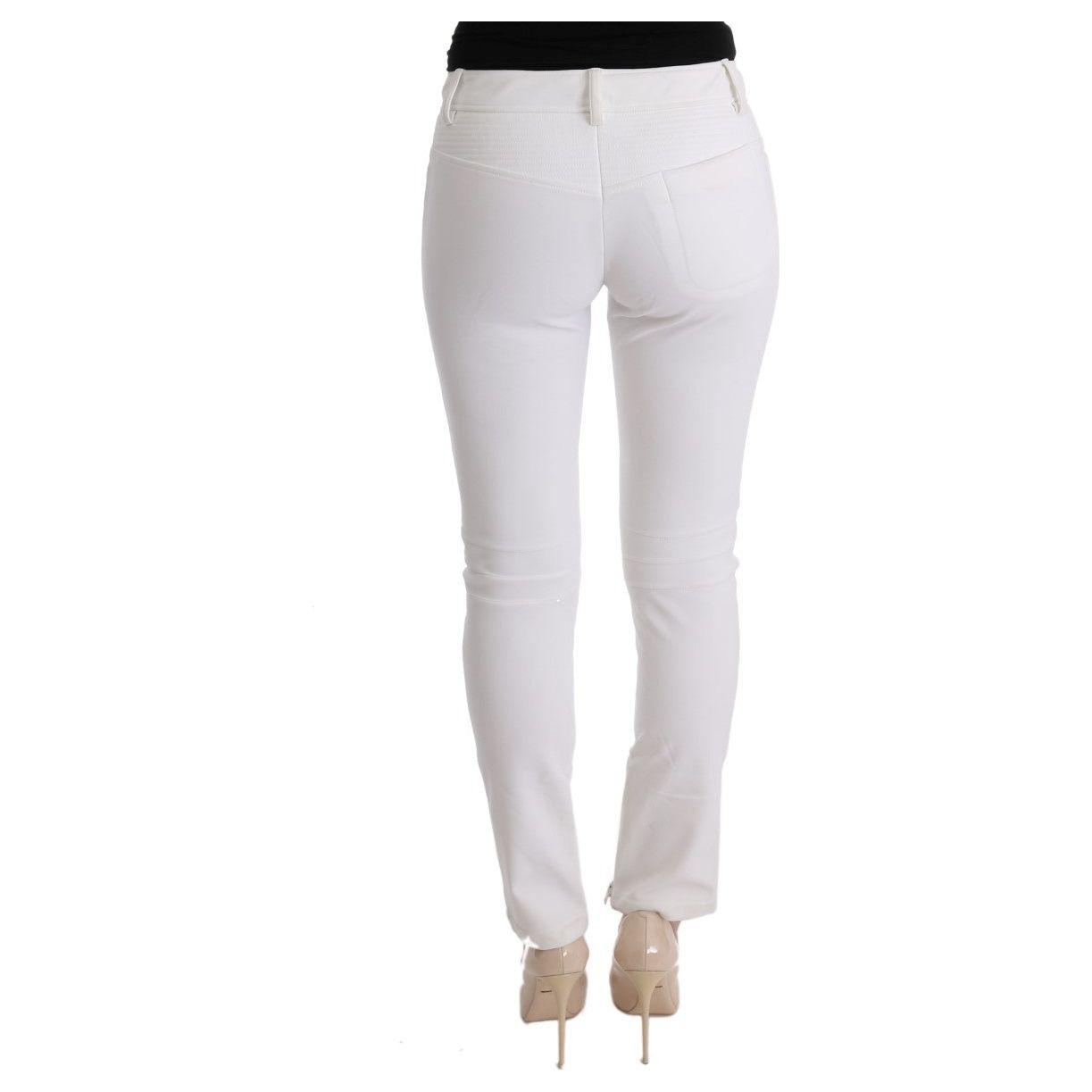 Ermanno Scervino White Cotton Slim Fit Casual Pants SIG30311-1
