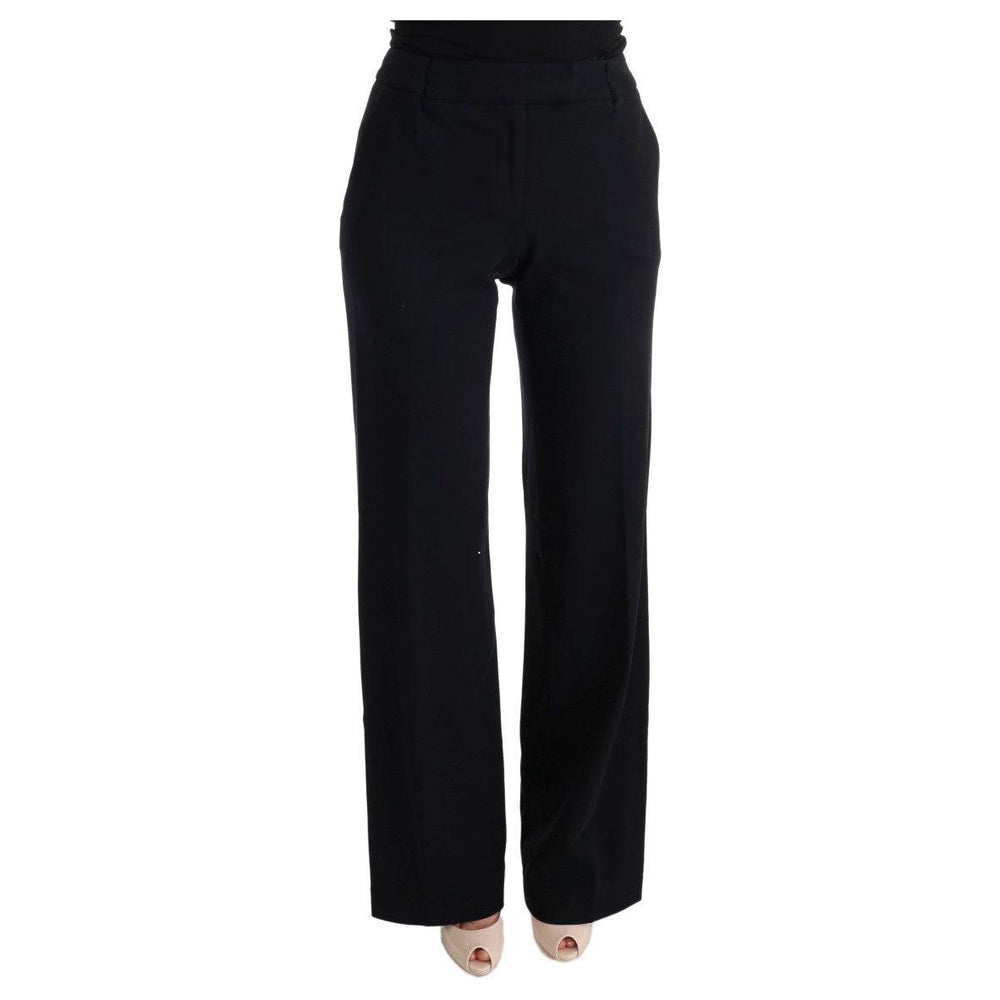 Ermanno Scervino Black Viscose Flare Bootcut Pants SIG30320-1