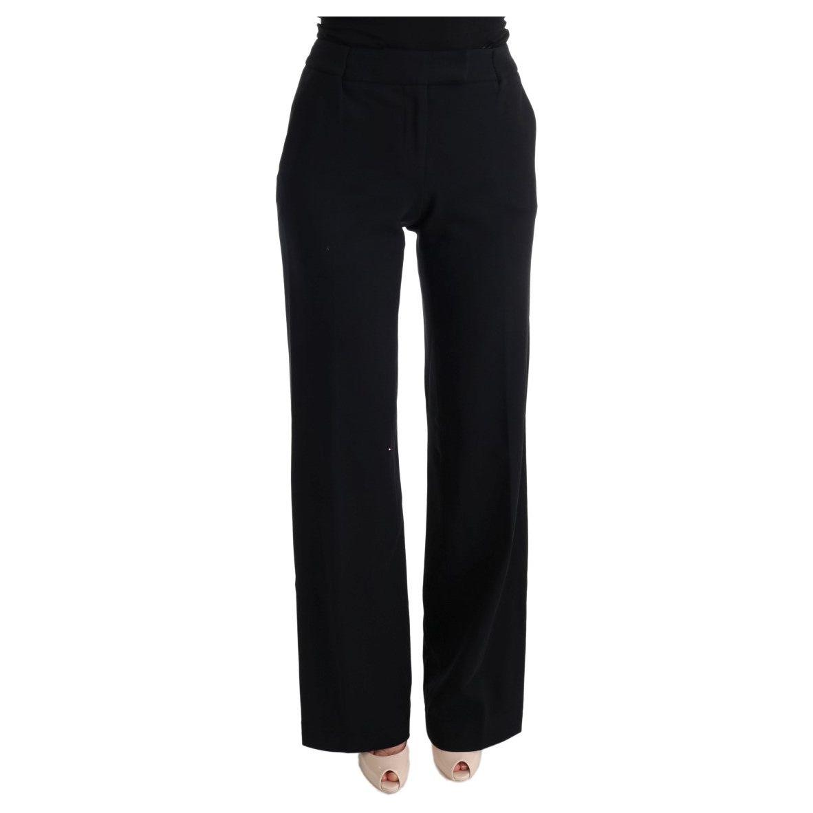 Ermanno Scervino Black Viscose Flare Bootcut Pants SIG30320-1