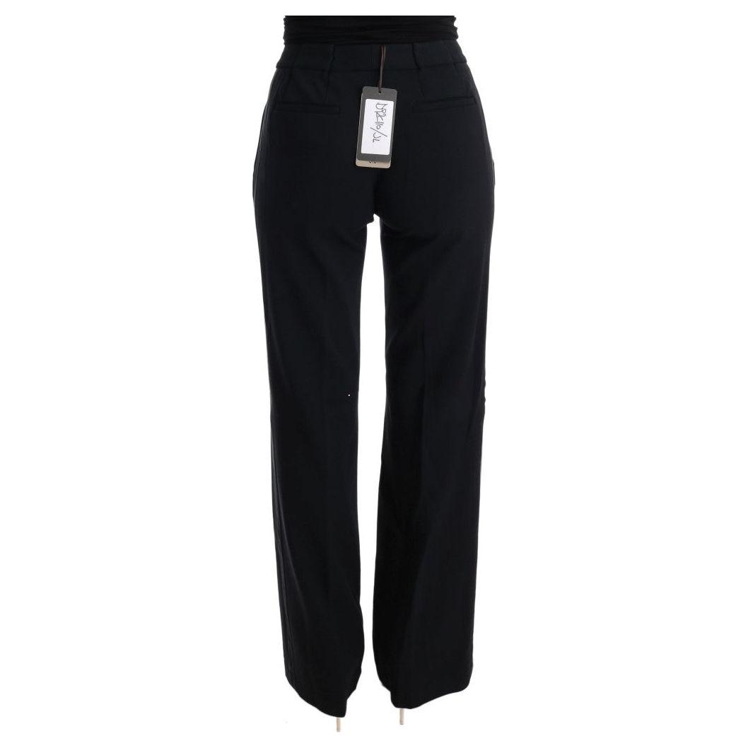 Ermanno Scervino Black Viscose Flare Bootcut Pants SIG30320-1