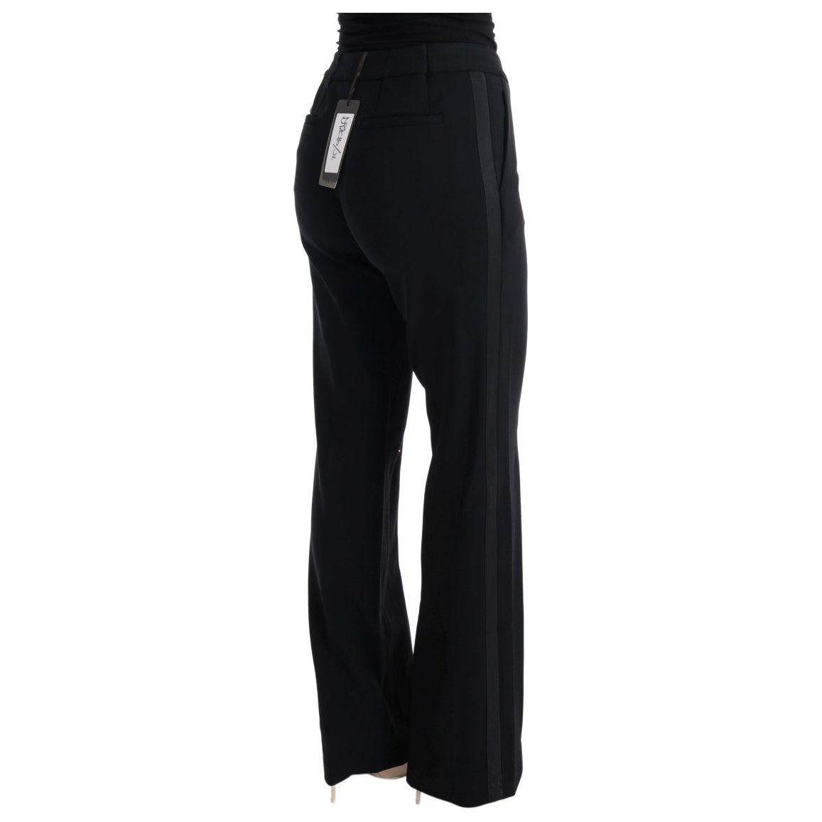 Ermanno Scervino Black Viscose Flare Bootcut Pants SIG30320-1
