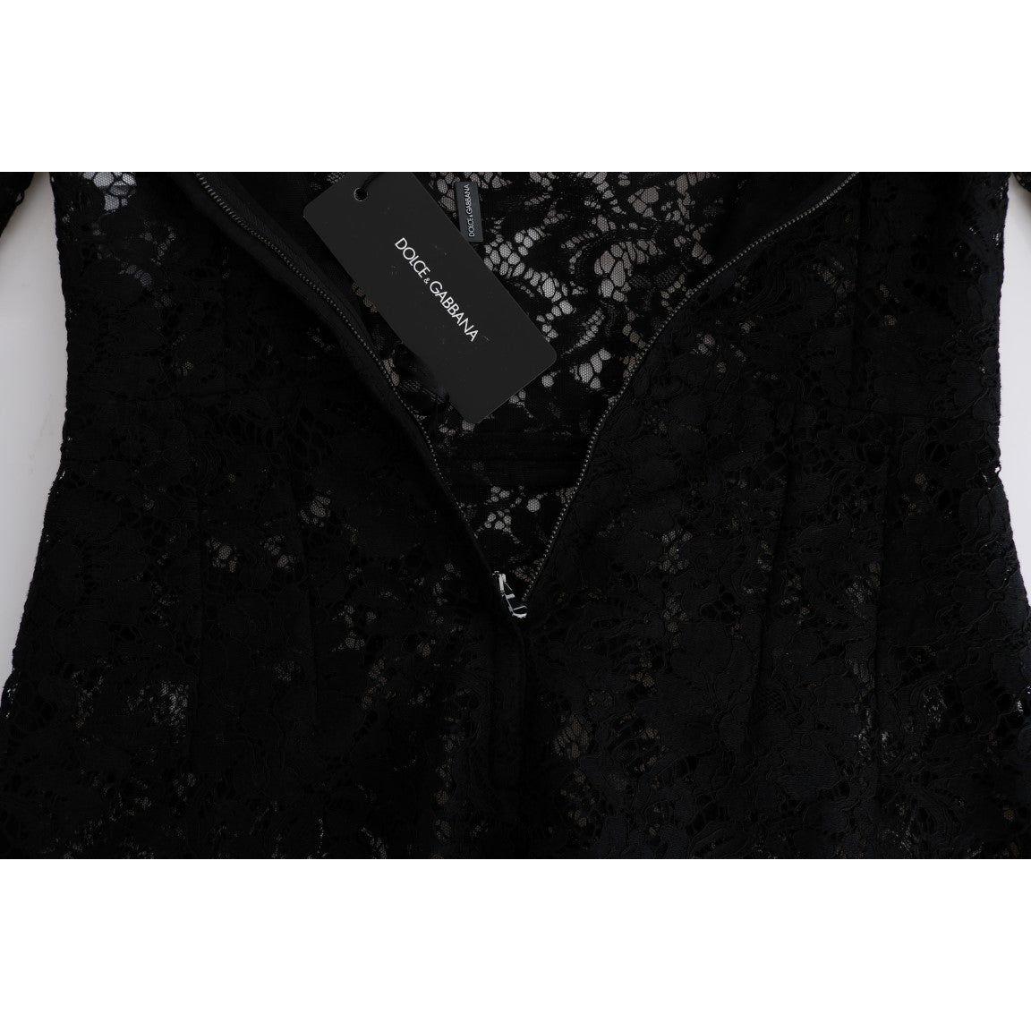 Dolce & Gabbana Black Floral Lace Chamomile Sicily Dress SIG60665-1