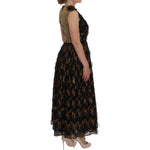 Dolce & Gabbana Black Silk Brown Fringes A-Line Dress DR1018-6