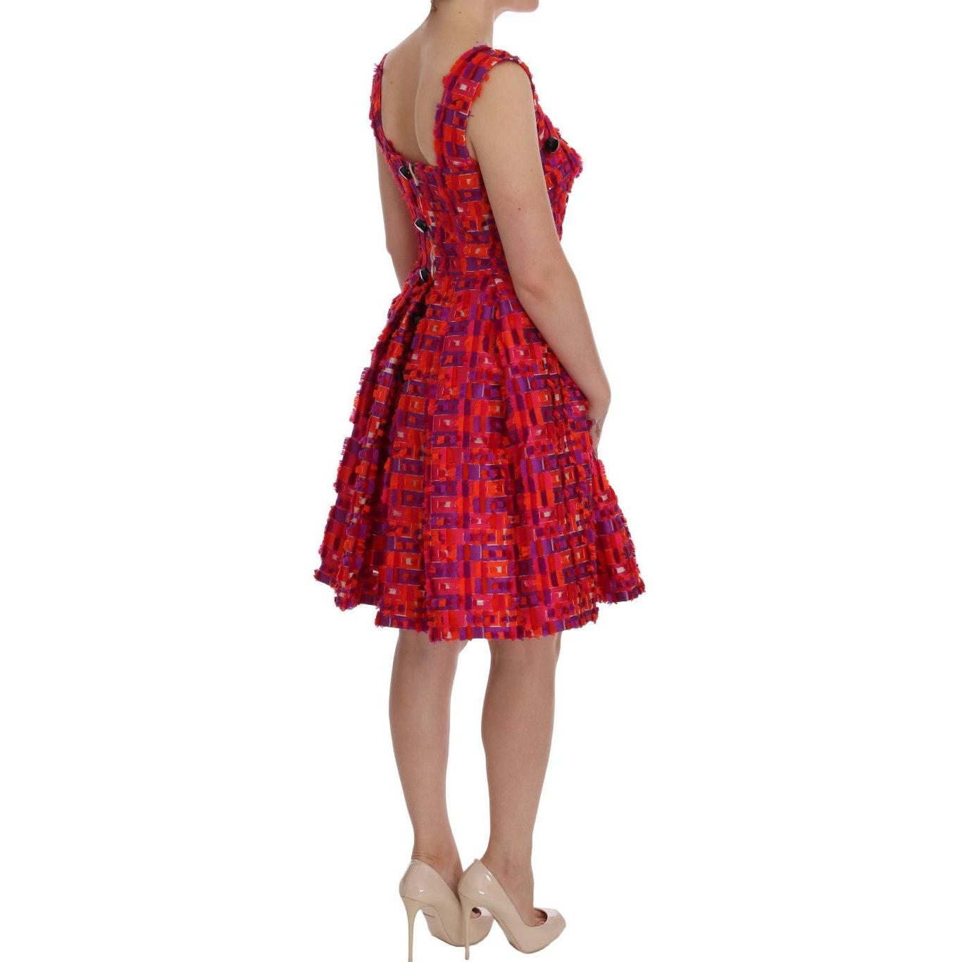 Dolce & Gabbana Pink Patterned A-line Above Knees Dress DR1020-40