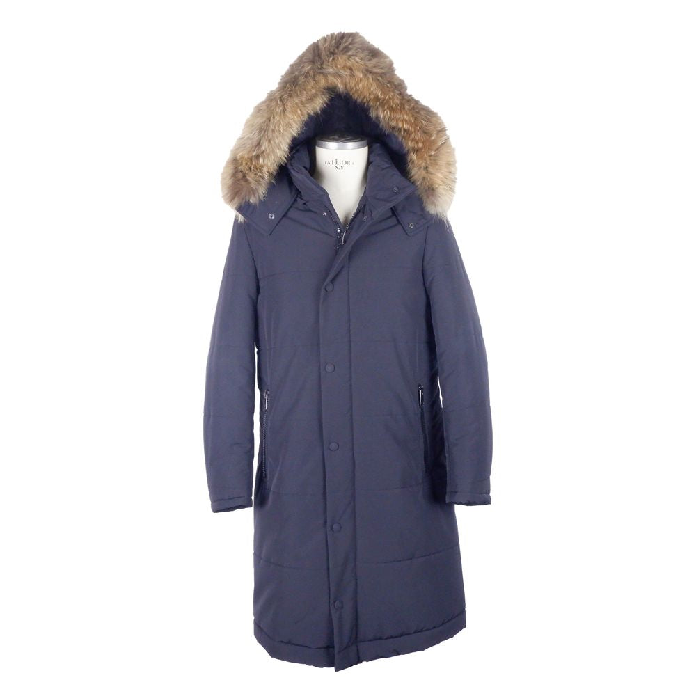 Made in Italy Blue Wool Men's Raincoat LO-4903-IT46 | S