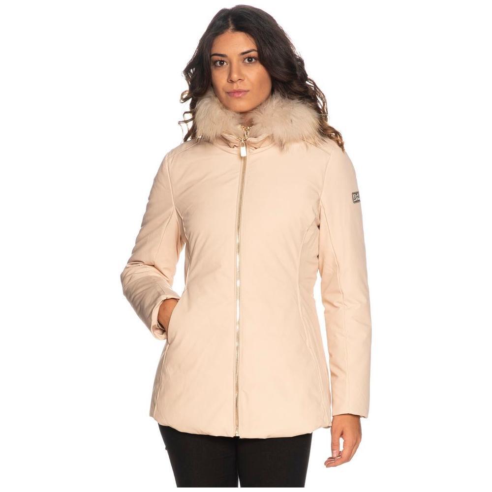 Yes Zee Beige Polyamide Women's Jacket YE-10552-XL
