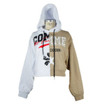 Comme Des Fuckdown Chic Two-Tone Graphic Hooded Sweatshirt CO-8652-S
