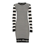 Love Moschino Elegant Striped Knit Dress with Long Sleeves LO-10225-IT40|S