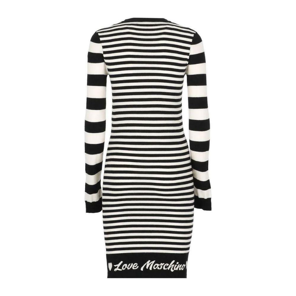 Love Moschino Elegant Striped Knit Dress with Long Sleeves LO-10225-IT40|S