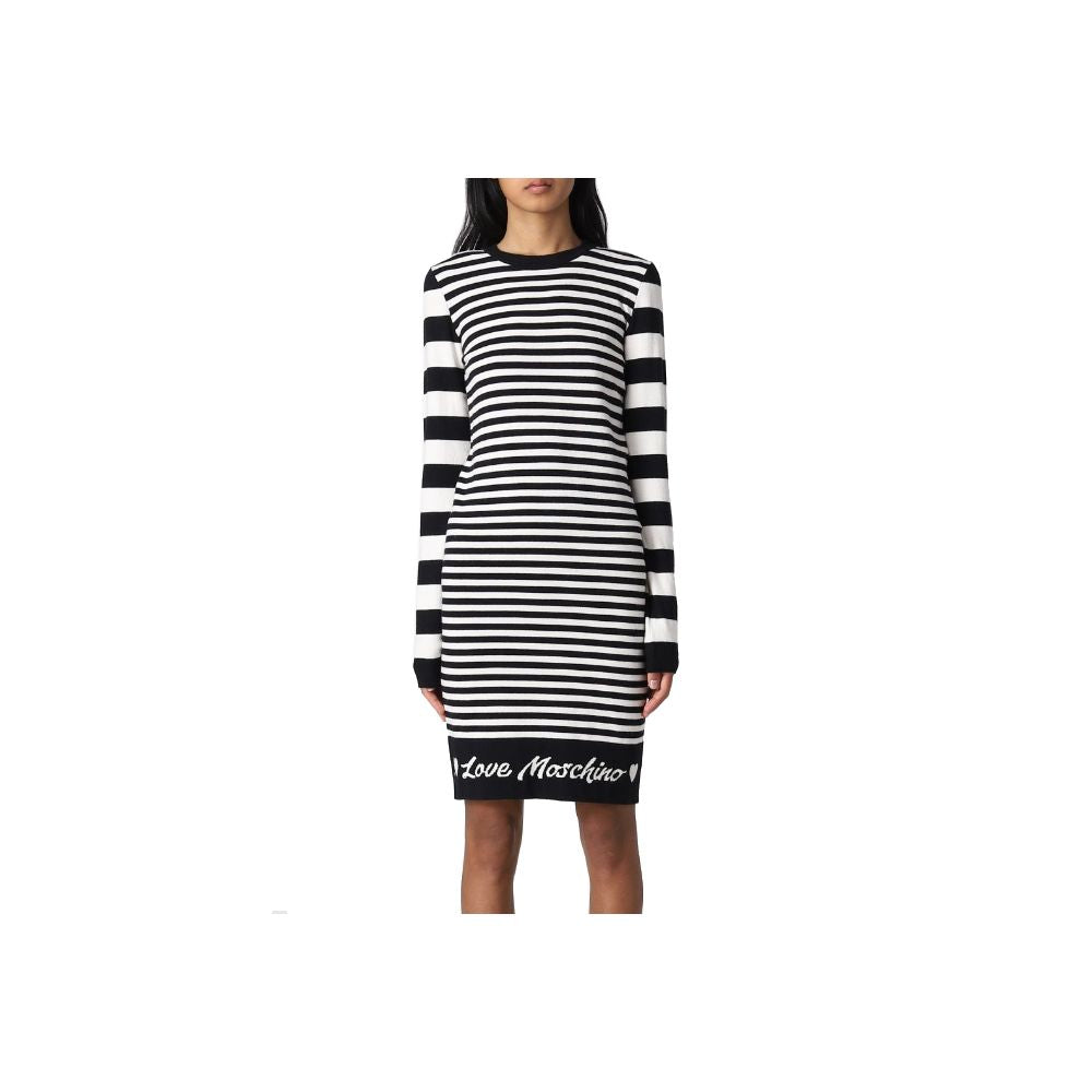 Love Moschino Elegant Striped Knit Dress with Long Sleeves LO-10225-IT40|S